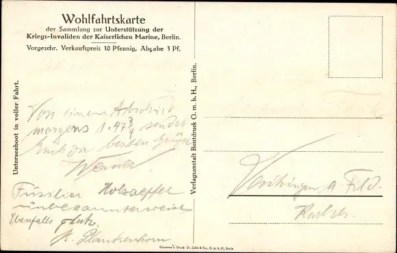 Ak Deutsches U-Boot in voller Fahrt, Kaiserliche Marine