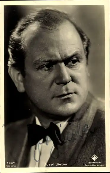 Ak Schauspieler Josef Sieber, Portrait, Ufa Film, Ross Verlag A 2987 1, Autogramm