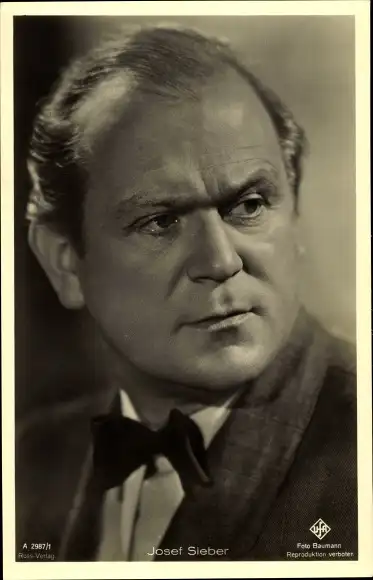 Ak Schauspieler Josef Sieber, Portrait, Ufa Film, Ross Verlag A 2987 1, Autogramm