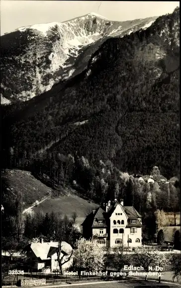 Ak Edlach an der Rax Niederösterreich, Hotel Finkenhof, Schneeberg