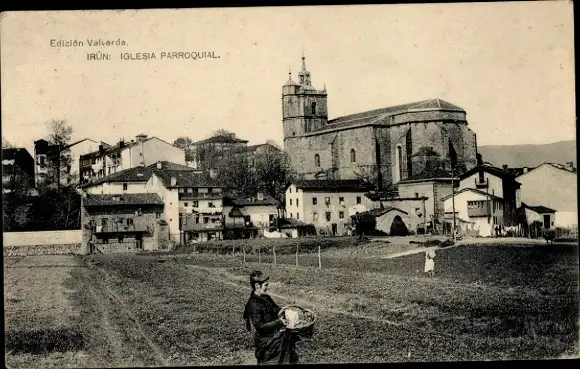 Ak Irún Irun Baskenland Spanien, Iglesia Parroquial, Blick zur Kirche