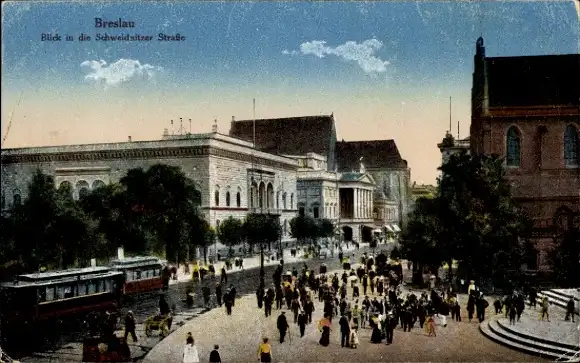 Ak Wrocław Breslau Schlesien, Schweidnitzer Straße