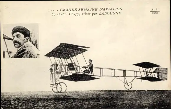 Ak Grande Semaine d'Aviation, Goupy-Doppeldecker, gesteuert von Ladougne