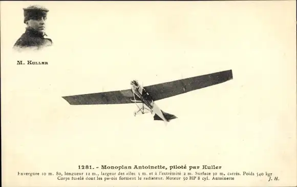 AK-Eindecker Antoinette, gesteuert von Kuller