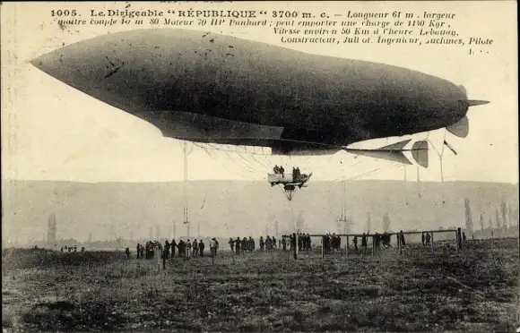 Ak Französisches Luftschiff Republique, Zeppelin