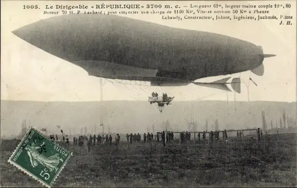 Ak Französisches Luftschiff Republique, Zeppelin