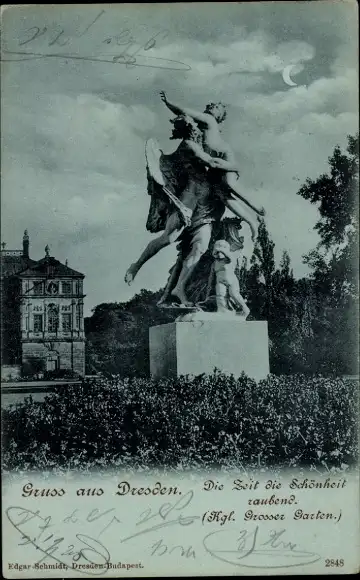 Mondschein Ak Dresden Altstadt, Königlicher Großer Garten, Die Zeit die Schönheit raubend