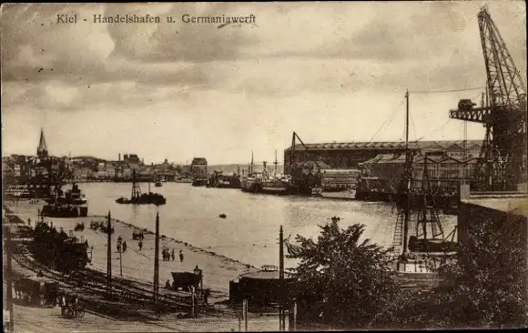 Ak Kiel, Handelshafen, Germaniawerft