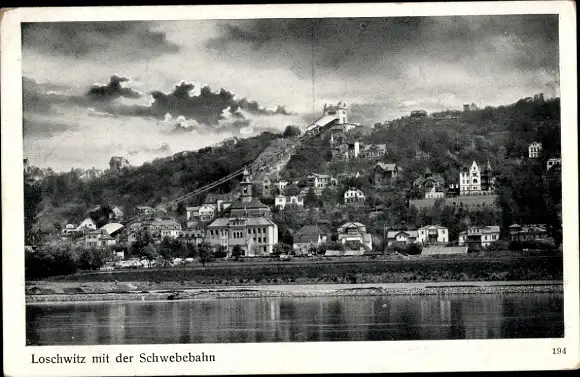 Ak Dresden Loschwitz, Ortsansicht, Schwebebahn