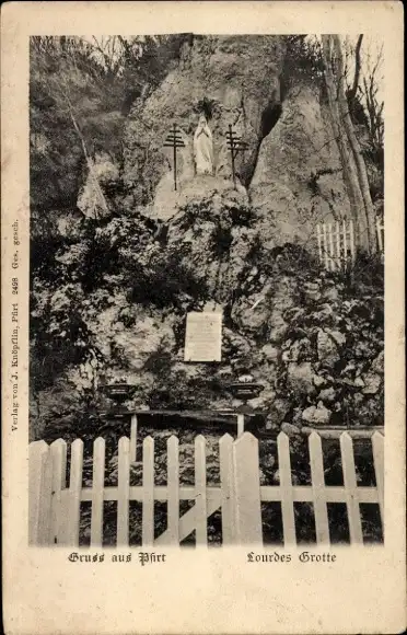 Ak Pfirt Elsass Haut Rhin, Lourdes Grotte