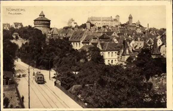 Ak Nürnberg in Mittelfranken, Panorama, Tram