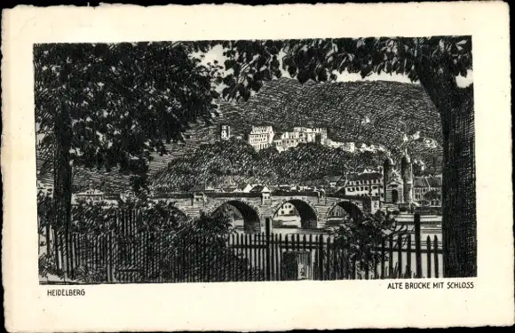 Ak Heidelberg am Neckar, Alte Brücke, Schloss