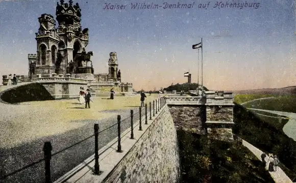 Ak Syburg Dortmund Nordrhein Westfalen, Hohensyburg, Kaiser Wilhelm Denkmal, Fahne