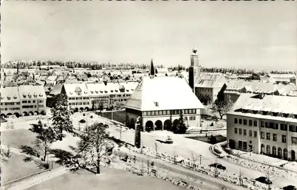 Ak Freudenstadt im Schwarzwald, Marktplatz, Rathaus, Winter