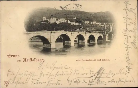 Ak Heidelberg am Neckar, Alte Neckarbrücke und Schloss