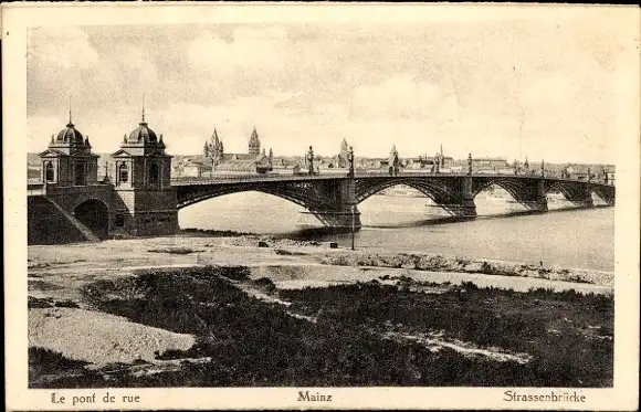 Ak Mainz am Rhein, Straßenbrücke