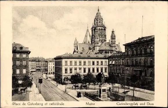 Ak Mainz am Rhein, Gutenbergplatz, Dom