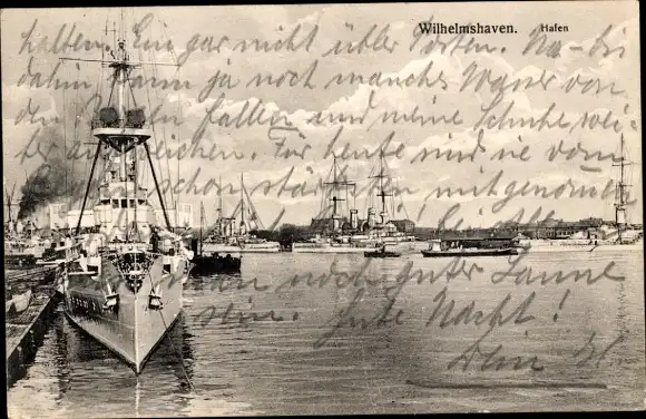Ak Wilhelmshaven an der Nordsee, Hafen, Schiffe