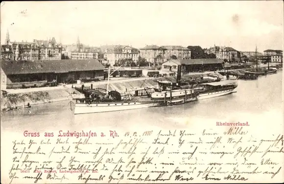 Ak Ludwigshafen am Rhein, Rheinvorland, Schiffe