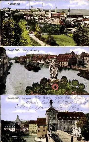 Ak Bamberg in Oberfranken, Totalansicht, Klein Venedig, Rathaus