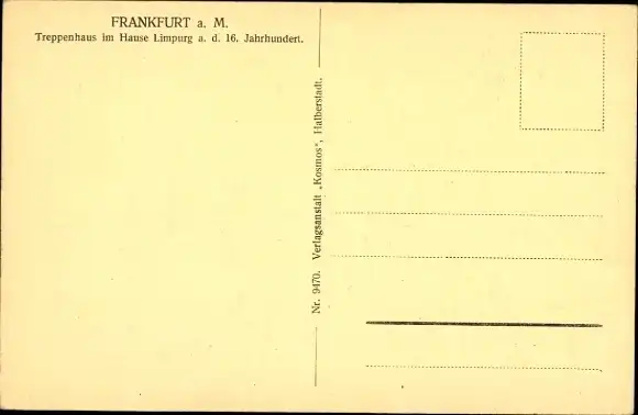 Ak Frankfurt am Main, Haus Limpurg, Treppenhaus, 16. Jahrhundert