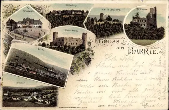 Litho Barr Elsass Bas Rhin, Schloss Landsberg, Spesburg, Odilienberg, Schloss Andlau, Hohwald