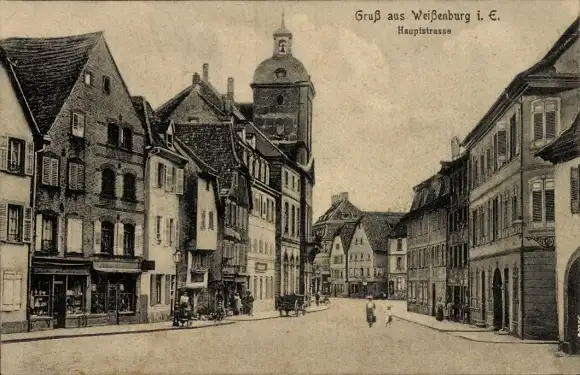 Ak Wissembourg Weißenburg Elsass Bas Rhin, Hauptstraße