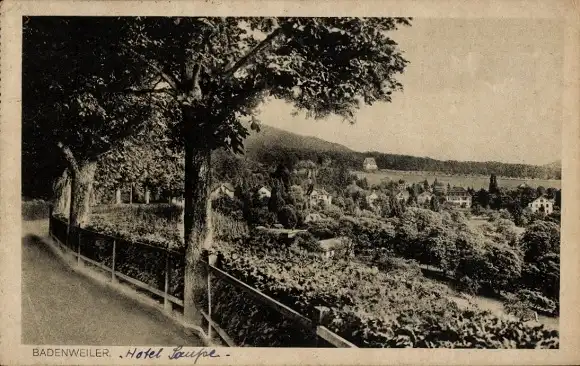 Ak Badenweiler im Schwarzwald, Teilansicht, Hotel Saupe