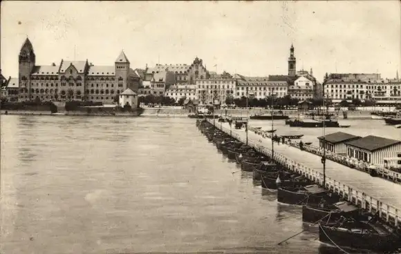 Ak Koblenz am Rhein, die Schiffbrücke, Teilansicht