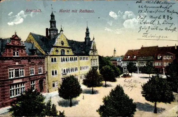 Ak Arnstadt in Thüringen, Markt mit Rathaus