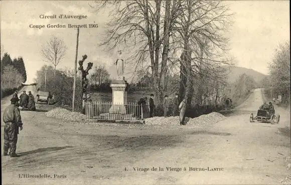 Ak Bourg Lastic Puy de Dôme, Virage de la Vierge, Circuit d'Auvergne, Coupe Gordon Bennett 1905