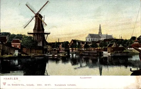 Ak Haarlem Nordholland Niederlande, Koudenhorn, Windmühle