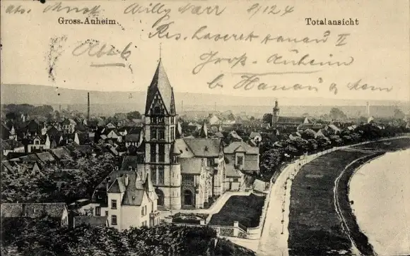 Ak Großauheim Hanau, Gesamtansicht, Kirche