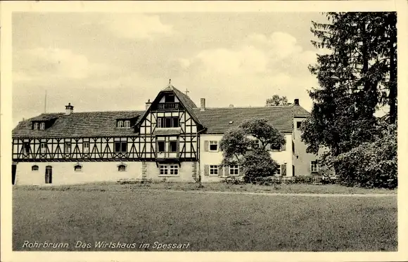 Ak Rohrbrunn Weibersbrunn im Spessart, Wirtshaus