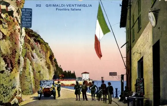 Ak Ligurien, Grimaldi Ventimiglia, italienische Grenze, italienisch-französische Grenze