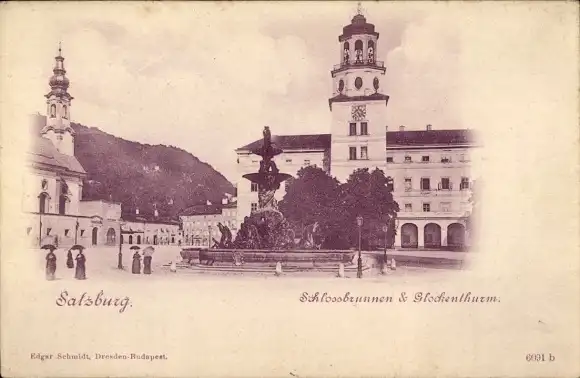 Ak Salzburg in Österreich, Schlossbrunnen, Glockenturm