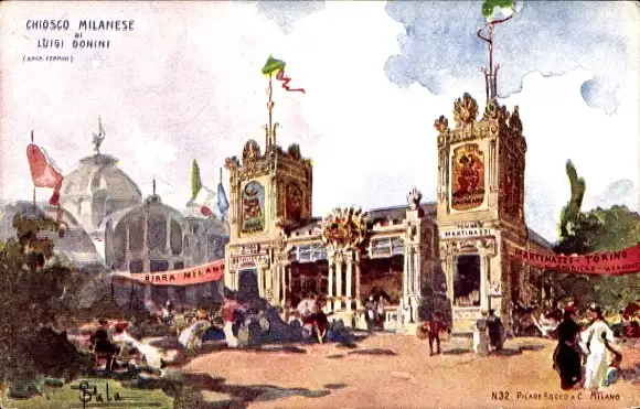Künstler Ak Milano Mailand Lombardia, Esposizione 1906, Chiosco Milanese, Luigi Donini