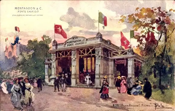 Künstler Ak Milano Mailand Lombardia, Esposizione 1906, Montandon & C, Ponte Chiasso