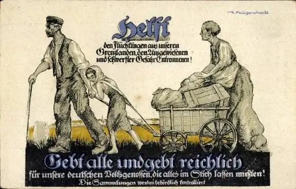 Künstler Ak Heiligenstaedt, Helft den Flüchtlingen, Flüchtlingsfürsorge