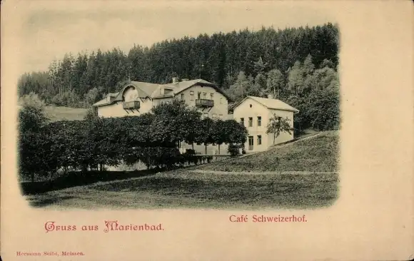 Ak Mariánské Lázně Marienbad Region Karlsbad, Café Schweizerhof