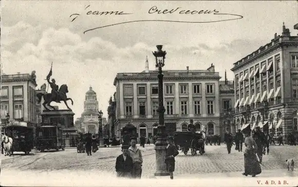 Ak Bruxelles Brüssel, Platz, Denkmal