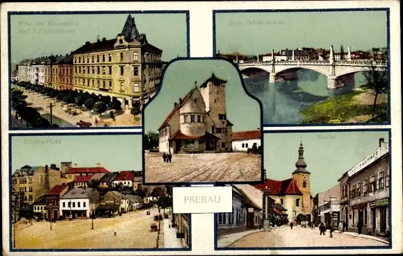 Ak Přerov Prerau Region Olmütz, Kirche, Palackystraße, Neue Beton-Brücke