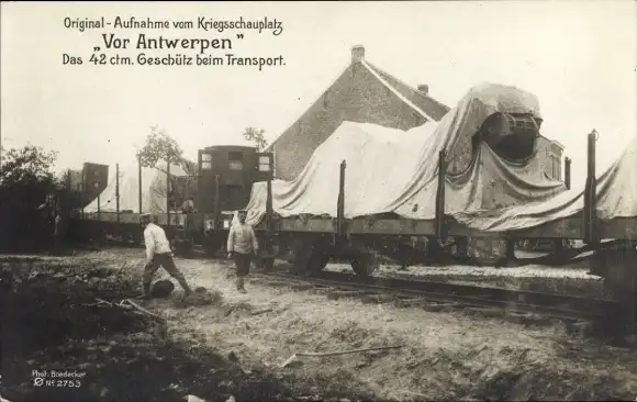 Ak Anvers Antwerpen Flandern, Kriegsschauplatz, Geschütz, Transport