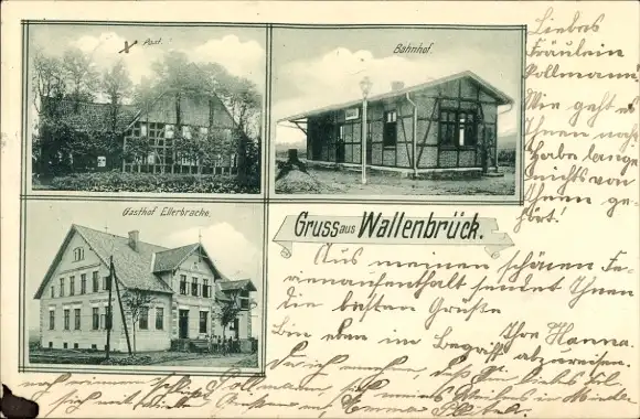 Ak Wallenbrück Spenge in Westfalen, Bahnhof, Post, Gasthof