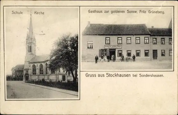 Ak Stockhausen Sondershausen im Kyffhäuserkreis Thüringen, Gasthaus zur goldenen Sonne