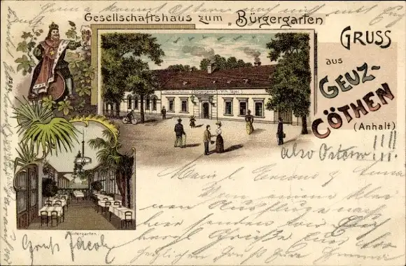 Litho Geuz Köthen in Anhalt, Gesellschaftshaus zum Bürgergarten, Inh. Wilh. Täger