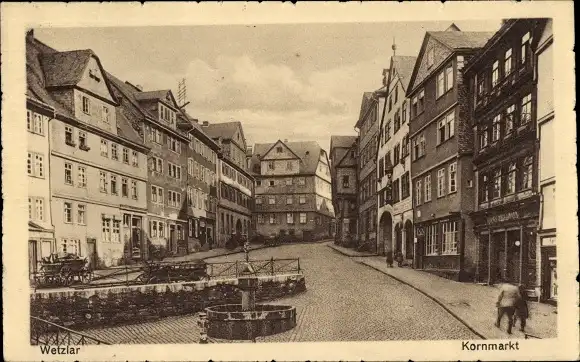 Ak Wetzlar an der Lahn, Kornmarkt, Brunnen