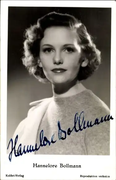 Ak Schauspielerin Hannelore Bollmann, Portrait, Autogramm