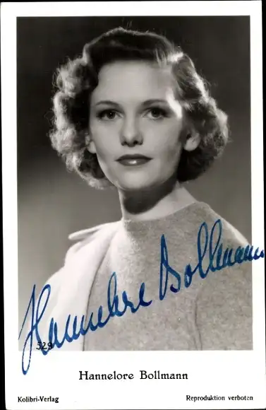 Ak Schauspielerin Hannelore Bollmann, Portrait, Autogramm