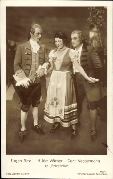 Ak Schauspieler Eugen Rex, Curt Vespermann, Schauspielerin Hilde Wörner, Portrait, Autogramm